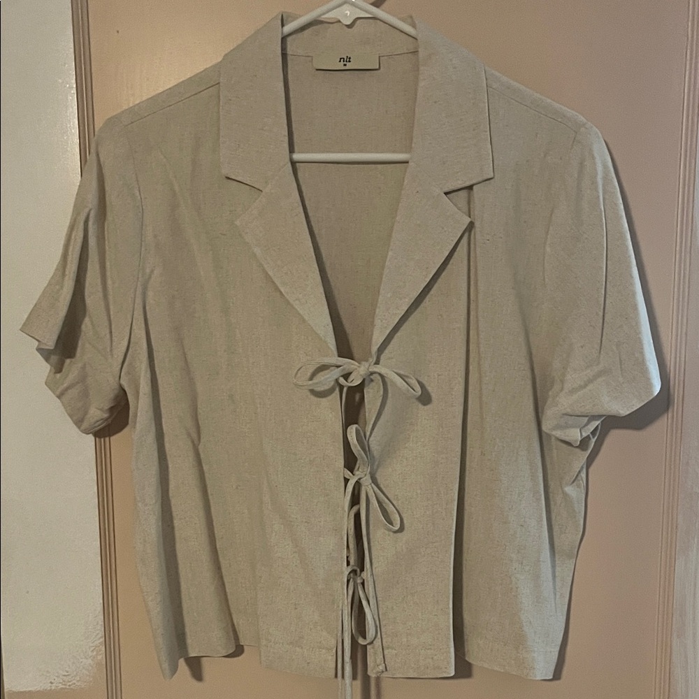 NLT Beige Tie-Front Women's Top